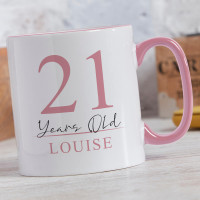 personalised 21 Years Old Pink Two Tone Mug