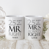 personalised mr and mrs right double mug