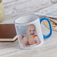 personalised Blue Two Tone Photo Mug