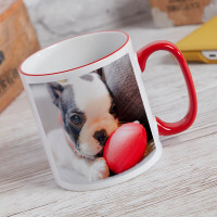 personalised Red Two Tone Photo Mug