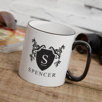 personalised Shield Crest Two Tone Mug Black