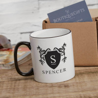 personalised Shield Crest Two Tone Mug Black