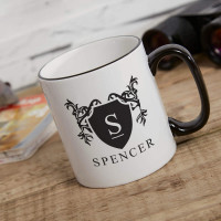 personalised Shield Crest Two Tone Mug Black