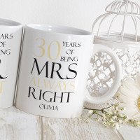 personalised mr and mrs right double mug