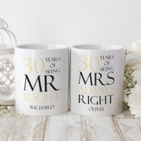 personalised mr and mrs right double mug