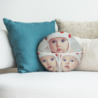 personalised 3 Photo Round Collage Cushion 18"