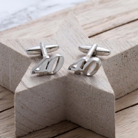 personalised Rhodium Plated 40 Cufflinks Gift Set