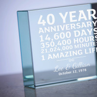 personalised 40 years of marriage paperweight