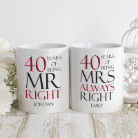 personalised mr and mrs right double mug