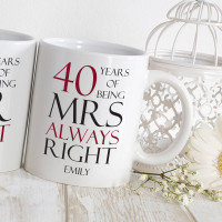 personalised mr and mrs right double mug