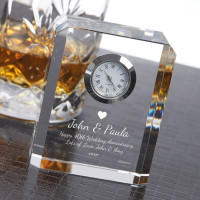 personalised 40th Anniversary Optical Crystal 8cm Rectangle Clock 