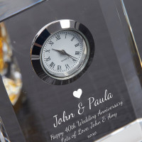 personalised 40th Anniversary Optical Crystal 8cm Rectangle Clock 