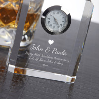 personalised 40th Anniversary Optical Crystal 8cm Rectangle Clock 