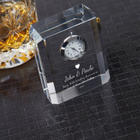 personalised 40th Anniversary Optical Crystal 8cm Rectangle Clock 