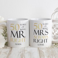 personalised 50 years of being right double mug