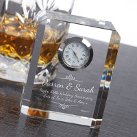 personalised Optical Crystal Rectangle Clock 8cm