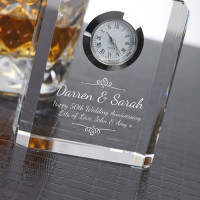 personalised Optical Crystal Rectangle Clock 8cm