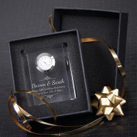 personalised Optical Crystal Rectangle Clock 8cm