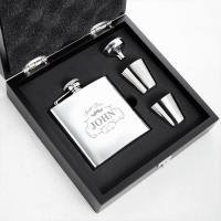 60th Vintage Gent 6oz Plain Hip Flask Gift Set