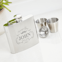 60th Vintage Gent 6oz Plain Hip Flask Gift Set