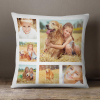 Personalised 6 Photo Collage Cushion (White) 18x18"