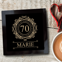 70 Aged to Perfection Black Glass Coaster