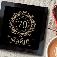 70 Aged to Perfection Black Glass Coaster