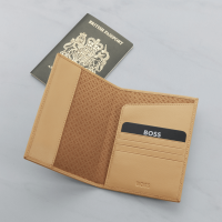 Hugo Boss Classic Grained Passport Holder - Camel