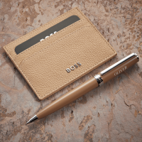 Hugo Boss Camel Ballpoint Pen & Card Holder