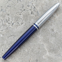 personalised Cross Calais Fountain Blue & Chrome Pen