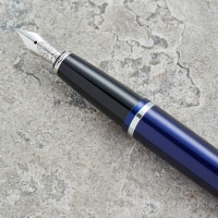 personalised Cross Calais Fountain Blue & Chrome Pen