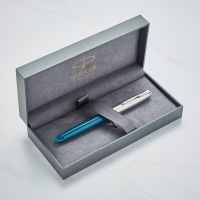 Parker 51 Fountain Pen Teal Blue Chrome Trim Pen