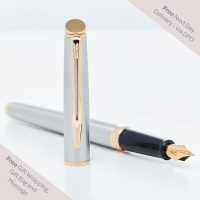Waterman Hemisphere Stainless Steel Gold Trim Fountain Pen