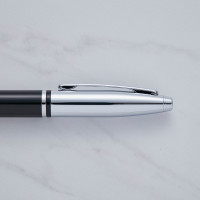 personalised Cross Calais Ball Pen Black & Chrome
