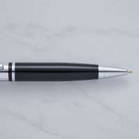 personalised Cross Calais Ball Pen Black & Chrome