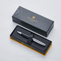 personalised Cross Calais Ball Pen Black & Chrome