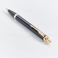 personalised Parker IM Ballpoint Pen - Solid Black - Gold Trim