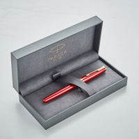 Parker Sonnet Red Gold Trim Rollerball Pen 