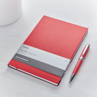 Essential Iconic Hugo Boss Dotted Notebook Red Pen Set
