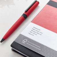 Hugo Boss Set Ballpoint Red Pen & Red A5 Notebook