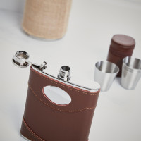 personalised 6oz Brown Leather Flask & Cups