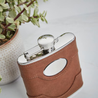 personalised 6oz Spanish Leather Flask 