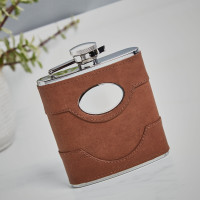 personalised 6oz Spanish Leather Flask 
