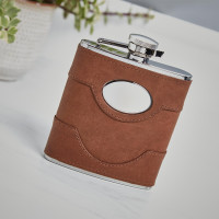 personalised 6oz Spanish Leather Flask 