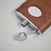 personalised 6oz Spanish Leather Flask 