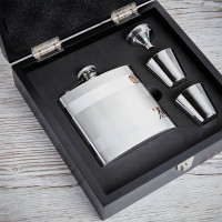 personalised 6oz Satin Lined Flask with 2 Cups