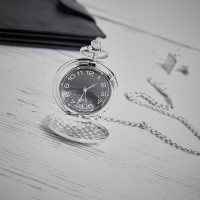 personalised Chrome Pocket Watch Carbon Fibre Dial