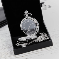 personalised Chrome Pocket Watch Carbon Fibre Dial