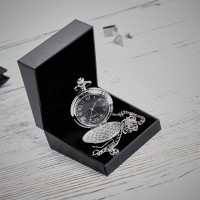 personalised Chrome Pocket Watch Carbon Fibre Dial