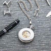 personalised Patterned Front Mechanical Pocket Watch